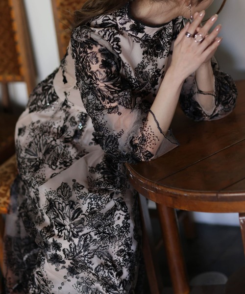 「HUG.U」 7分袖ワンピース X-LARGE ライトベージュ レディース_画像9