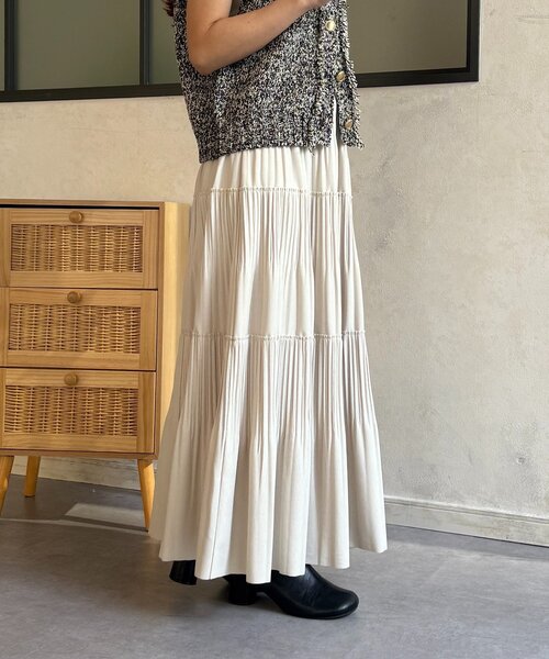 数回着用✳︎プリーツティアードスカート✳︎ホワイト✳︎複数購入でお値下げします！ プリーツティアードスカート・全2色 | レディースファッション通販