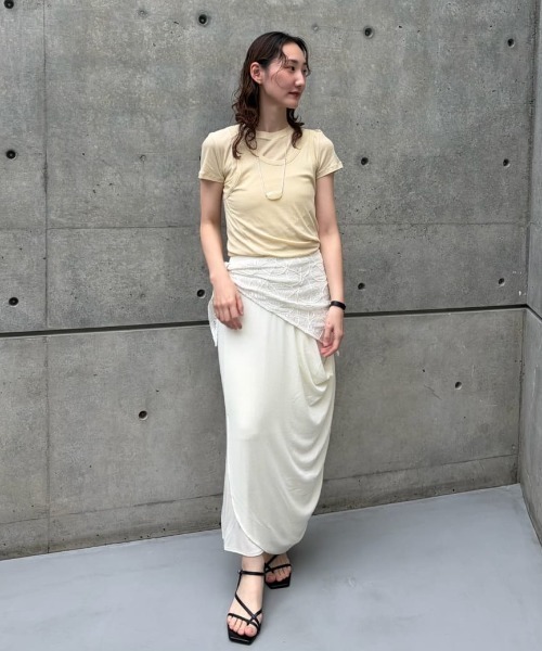スカート 「洗える」ニュアンスドレープカットスカートの画像