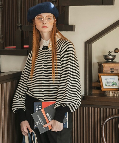 「BONLECILL」 ニットカーディガン FREE レッド レディース_画像2