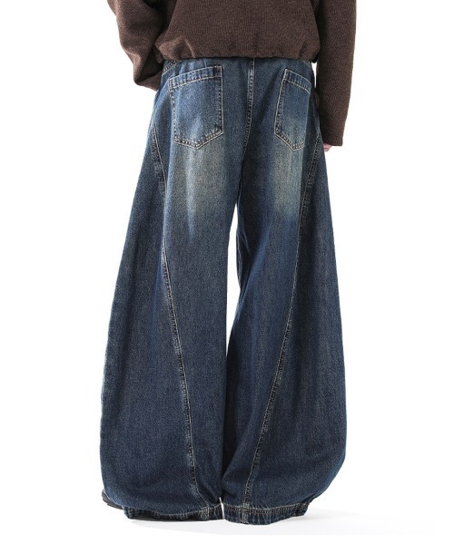 NEW GENTLEMAN ワイドパンツ ジーンズ ブラッドデニム ワイドバギー