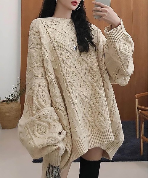 「SETUP7」 「MAISON BREEZE」長袖ニット FREE アイボリー レディース_画像3