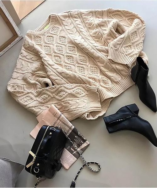 「SETUP7」 「MAISON BREEZE」長袖ニット FREE アイボリー レディース_画像7