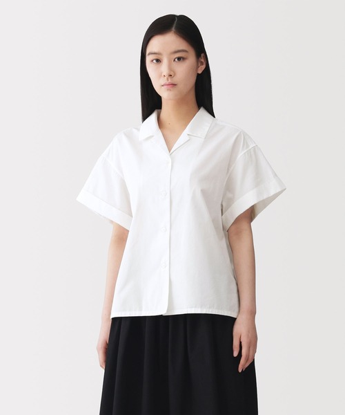 シャツ+ブラウス(半袖+袖なし) POWDER CREPE/SL MLT SHIRT Theory 2023 Theory - theory 23SS Powder Crepe バンドカラーシャツ アイボリーの
