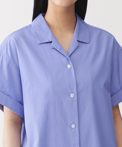 新品【L-XL】 MUJI LABO 綿ポプリン 半袖シャツ ムジラボ MUJI Labo ブラウス シャツ 半袖 「MUJI Labo」婦人 ポプリン半袖