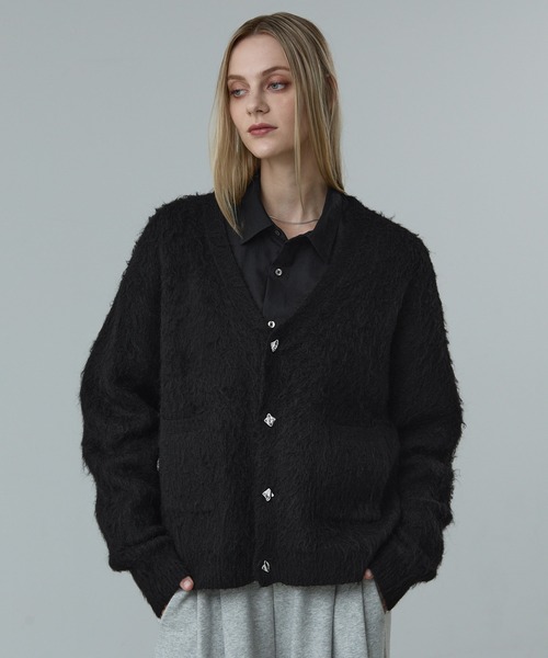 「CALLNE」 ニットカーディガン L グレー メンズ_画像5