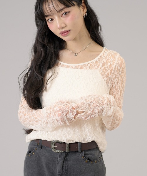 apres jour mignon（アプレジュールミニョン） tシャツ レースロンT