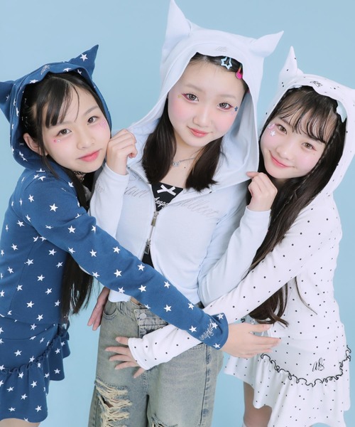 ANAP GiRL（アナップガール） パーカー アソート柄 ネコミミ 付 ダブル