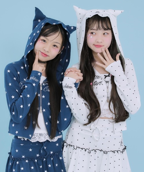 ANAP GiRL（アナップガール） パーカー アソート柄 ネコミミ 付 ダブル
