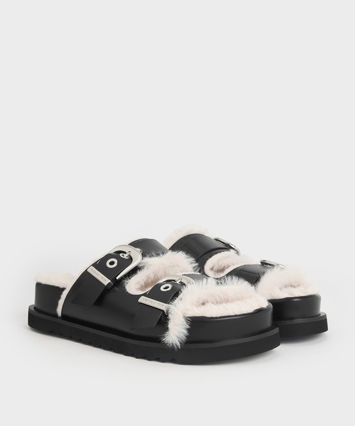 「CHARLES & KEITH」 フラットサンダル 25.5cm ブラック レディース_画像3