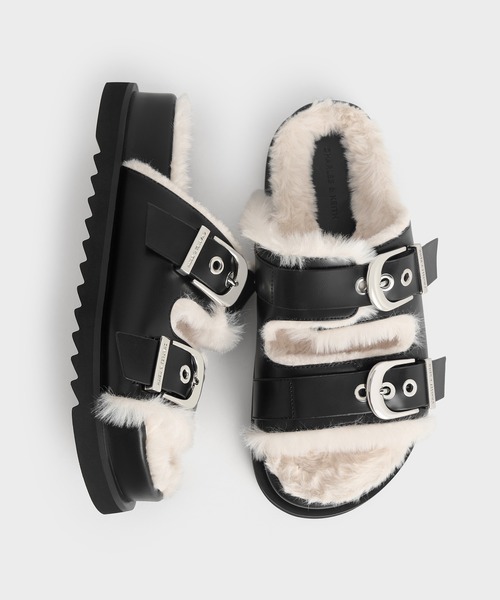 「CHARLES & KEITH」 フラットサンダル 25.5cm ブラック レディース_画像6