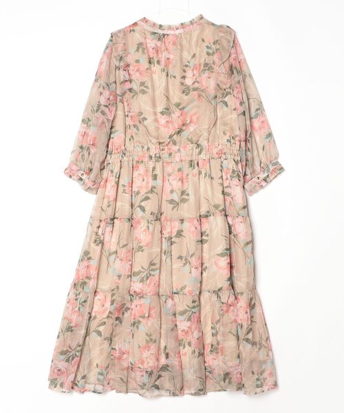 Rose Tiara（ローズティアラ） 7分袖ワンピース 46 ベージュ