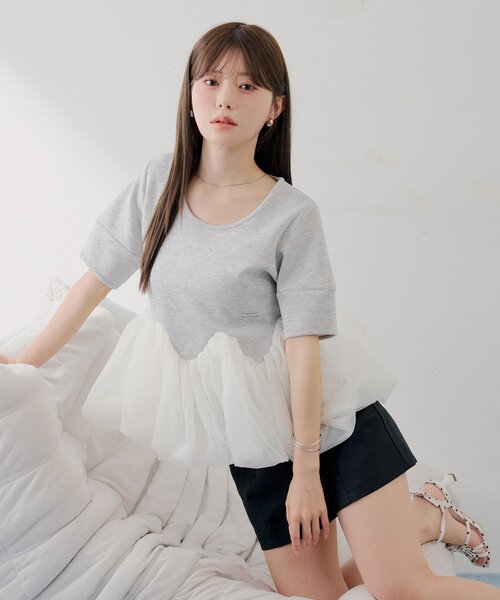 Chico（チコ） tシャツ 「SALON by Chico」デザインスリーブ