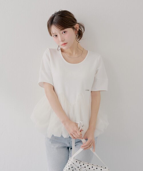 tシャツ 「SALON by Chico」デザインスリーブチューリップバルーントップス レディースの画像