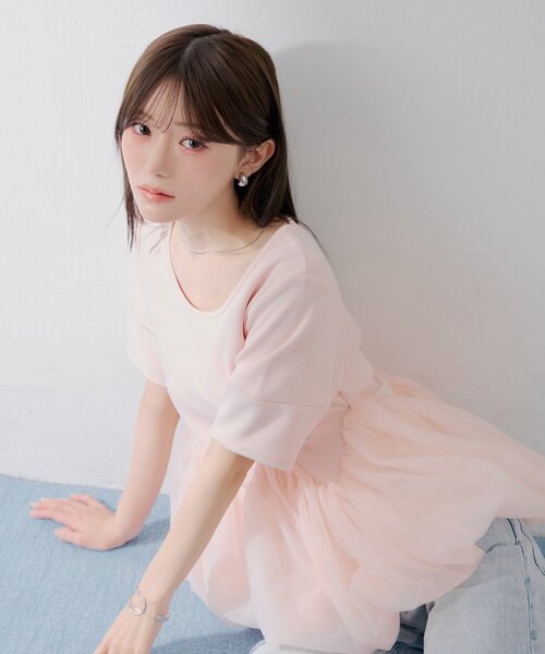 tシャツ 「SALON by Chico」デザインスリーブチューリップバルーントップス レディースの画像