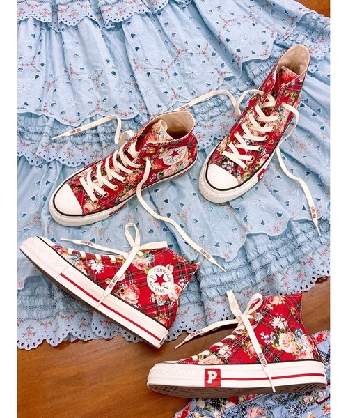 PINK HOUSE 花柄ハイカットスニーカー23.5センチ PINK HOUSE（ピンクハウス） スニーカー CONVERSE×PINK HOUSE フラワー