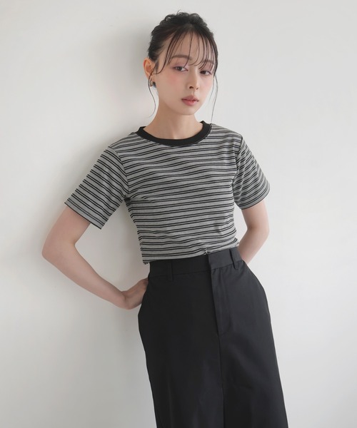 LIAN（リアン） tシャツ 半袖 ボーダークロップドT レディース