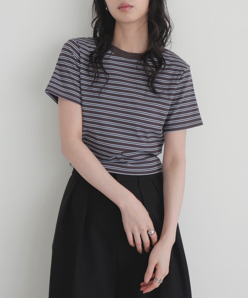 LIAN（リアン） tシャツ 半袖 ボーダークロップドT レディース