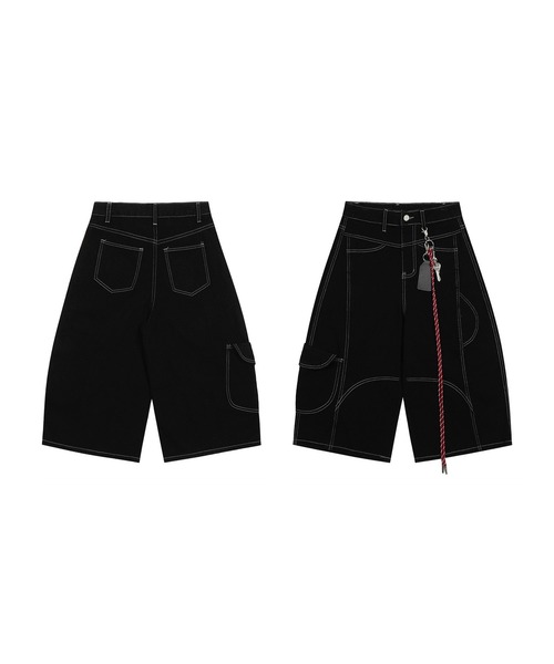 ハーフパンツ カーゴパンツ 短パン HOOK チェーンキーホルダー付き