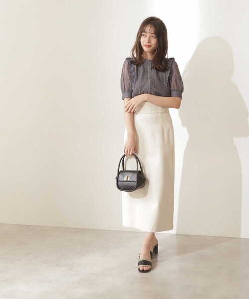 「PROPORTION BODY DRESSING」 半袖ブラウス MEDIUM ダークグレー レディース_画像2