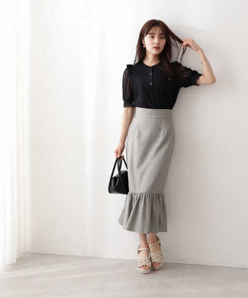 「PROPORTION BODY DRESSING」 半袖ブラウス MEDIUM ダークグレー レディース_画像5
