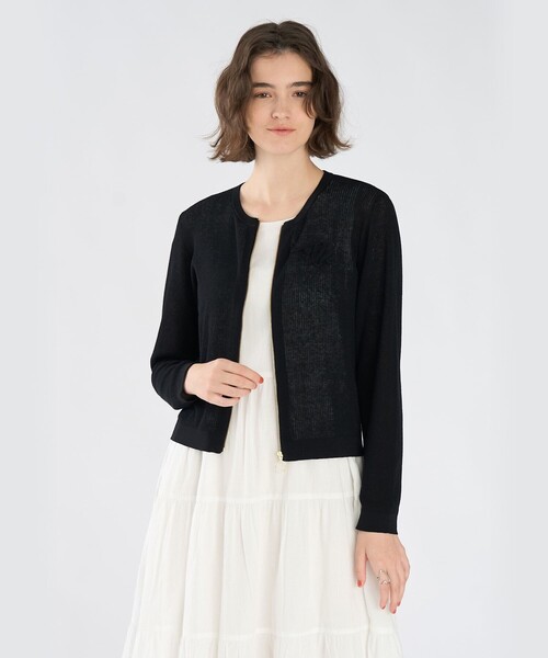 To b. by agnes カーディガン レース ニット ジップアップ レディース