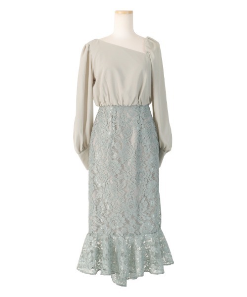 【美品】AMBIENT ドレス ウエストレースドレス AMBIENT（アンビエント） ドレス フロントレースペンシルドレス