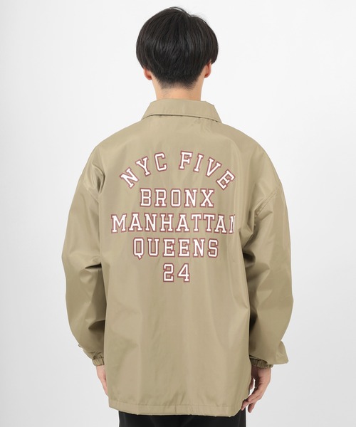 19AW✨Supreme コーチジャケット　ナイロンブルゾン　ベージュ　ロゴ刺繍 ブルゾン アウター バックプリント カレッジロゴ コーチジャケット