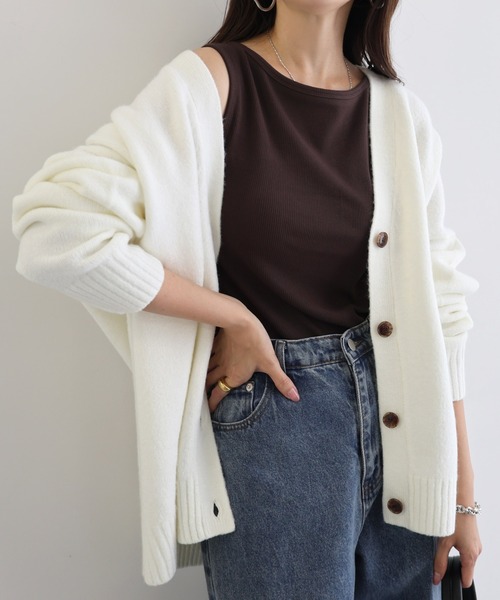 andme（アンドミー） カーディガン 「新色追加」Vネック長袖ニット