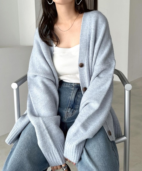 andme（アンドミー） カーディガン 「新色追加」Vネック長袖ニット