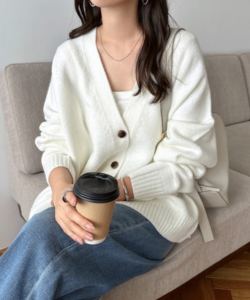 andme（アンドミー） カーディガン 「新色追加」Vネック長袖ニット