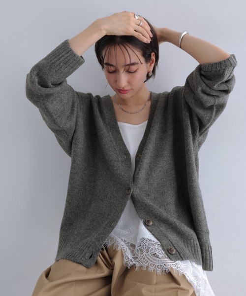 あ*み様 kay me ケイミー 長袖 カーディガン　グレージュ andme（アンドミー） カーディガン 「新色追加」Vネック長袖ニット