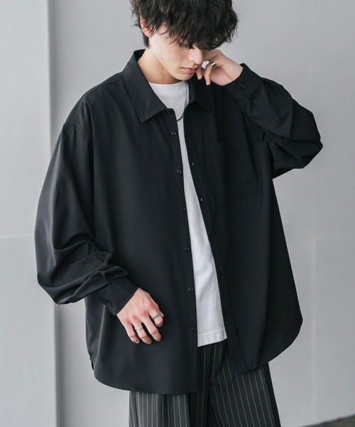 オローネ　バルーンロングシャツ　ブラック 肩の力を抜いて、きちんと装う。「オローネ」と暮らす日々。 - tandey