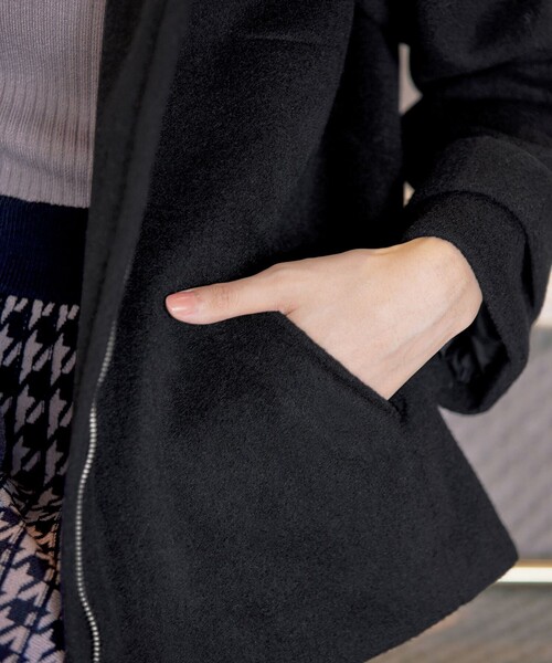 Tiaclasse コート アウター ウールライクフーデットショートコート