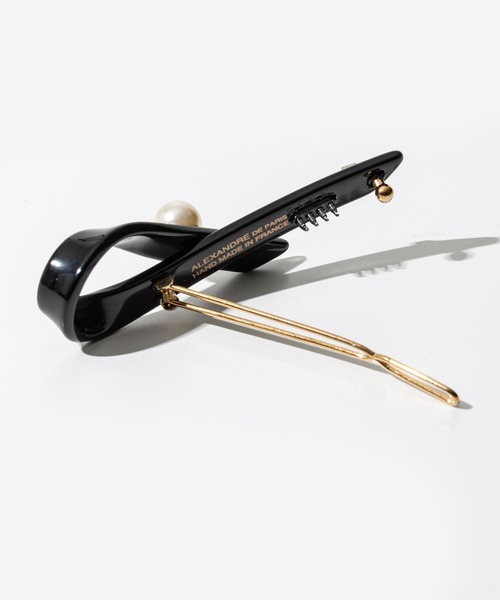 新品 Alexandre de Paris ストーン付き黒ヘアピン ALEXANDRE DE PARIS（アレクサンドル ドゥ パリ） ヘアピン ALEXANDRE