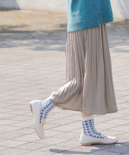 Tiaclasse 靴下 ジャガード編みソックス（幾何学柄） レディース