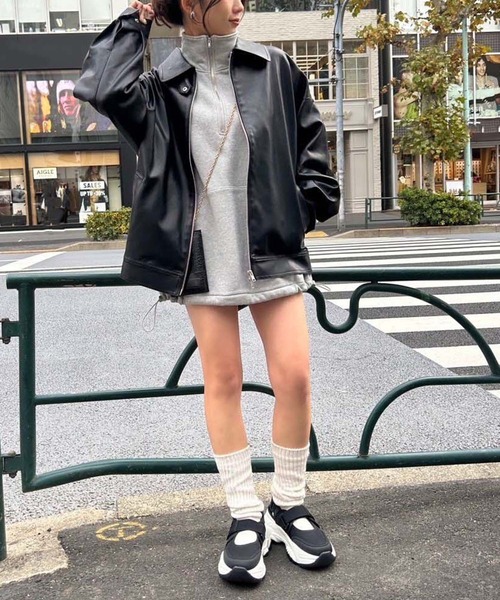 NICE CLAUP フェイクレザージャケット フェイクレザージャケット | レディースファッション通販のワン