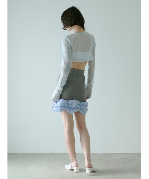 リボン付き ミニスカート ストレッチビスコースドレス XSサイズあり【ROBE de FLEURS/ローブドフルール】ビッグリボン