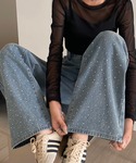 ワイドパンツ ジーンズ デニム デニムパンツ ...の詳細画像3
