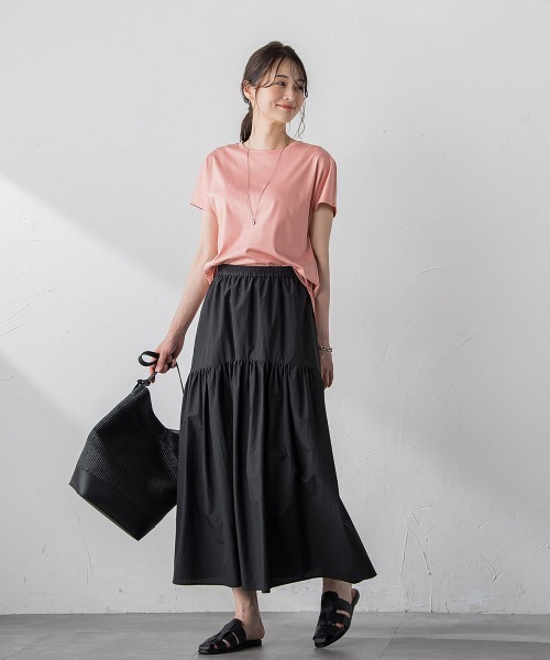 tシャツ 「WEB限定」「3サイズ」スムースコットンラウンドヘムカットソー「洗える/接触冷感」 レディース WEB限定】【3サイズ】スムースコットンラウンドヘムカットソー