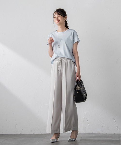 tシャツ 「WEB限定」「3サイズ」スムースコットンラウンドヘムカットソー「洗える/接触冷感」 レディース LAUTREAMONT tシャツ 「WEB限定」「3サイズ」スムースコットン