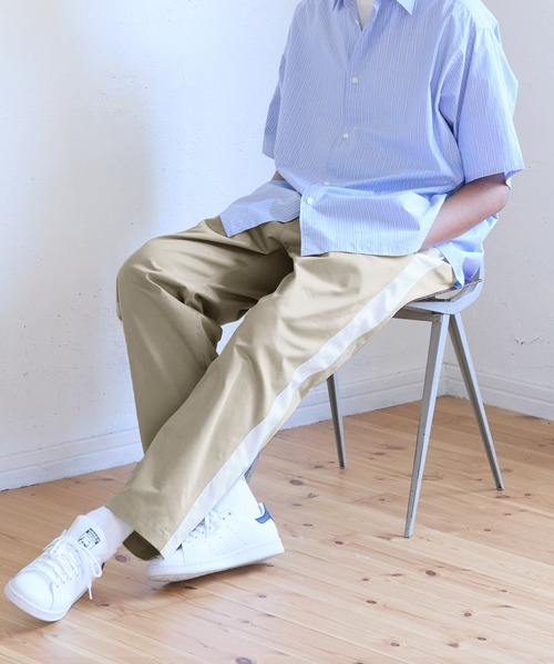 KAZですA coca（コカ） パンツ メンズ サイドラインワイドテーパードパンツ