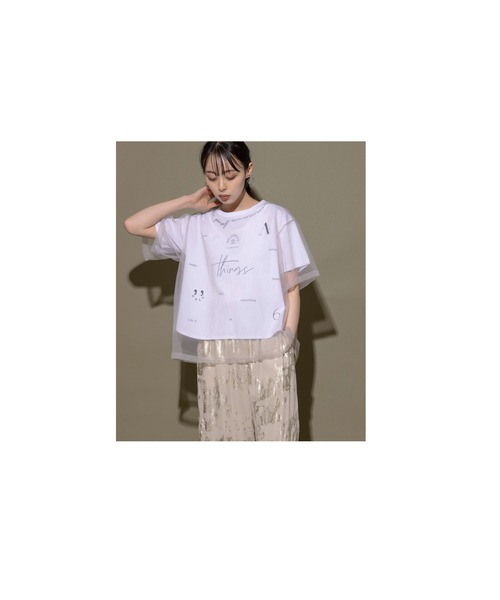 Eimee Law tシャツ チュールレイヤードテキストロゴTシャツ