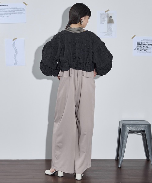 THE Yon カーディガン ドロストスリーブジャガードフリルボレロ