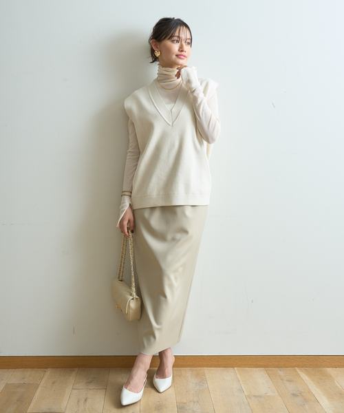 Rouge vif（ルージュ ヴィフ） ベスト ジレ モールニット片畔ベスト