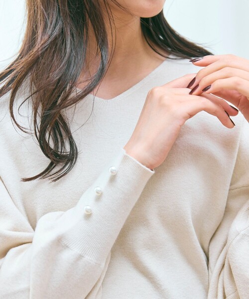 美品　FARE LA CORTE ニット　セーター　毛１００％ フェザー×パイルチェックニットトップス [N1113] - レディース
