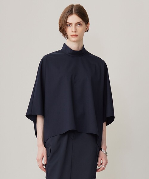 ブラウス シャツ 「洗える」Ｔ/Ｗブロード ハイネックブラウス レディース