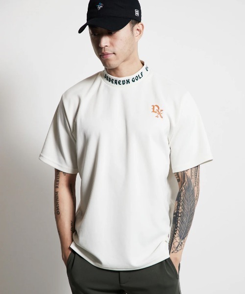 DEVEREUX GOLF tシャツ ジャガードロゴモックネックショートスリーブT
