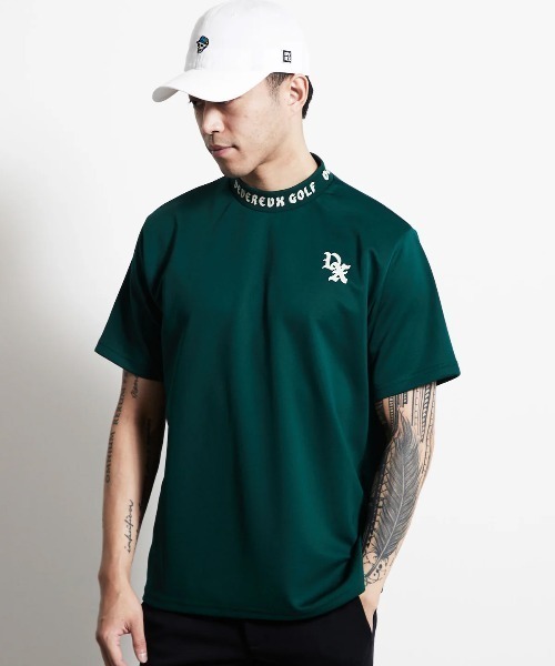 DEVEREUX GOLF tシャツ ジャガードロゴモックネックショートスリーブT