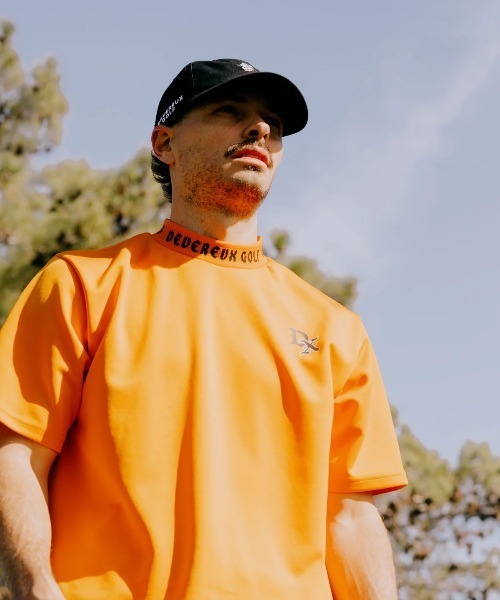 DEVEREUX GOLF tシャツ ジャガードロゴモックネックショートスリーブT